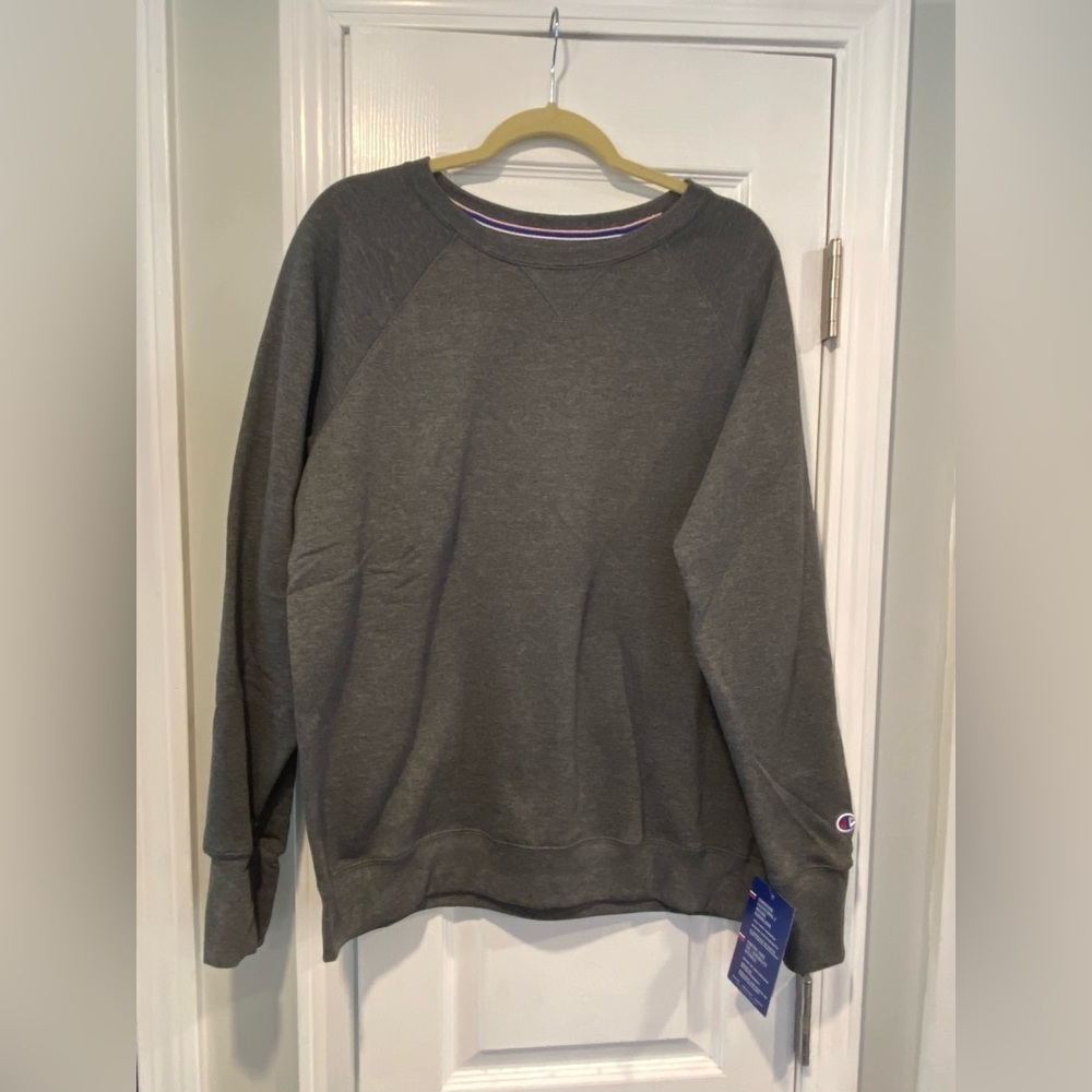 NWT Champion Size XL Gray Powerblend Long Sleeve Crew Neck Pullover Sweatshirt